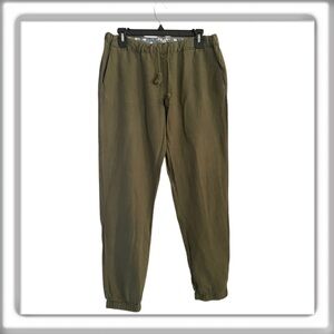Boden 100% Linen Pull On Joggers Drawstring Waist Pockets Hunter Green Size 6